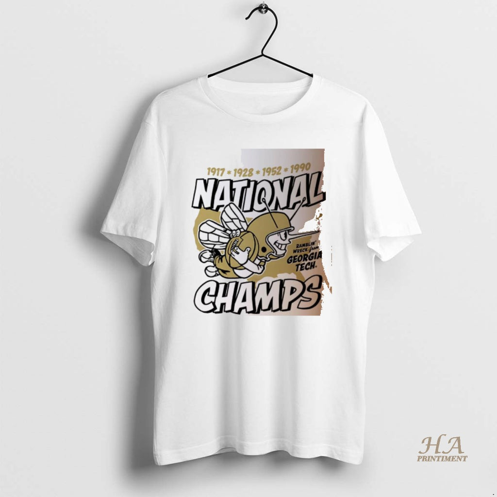 Official Georgia Tech Yellow Jackets Football Four Time National Champs Mascot Retro T-Shirts, Hoodie, Sweatshirt