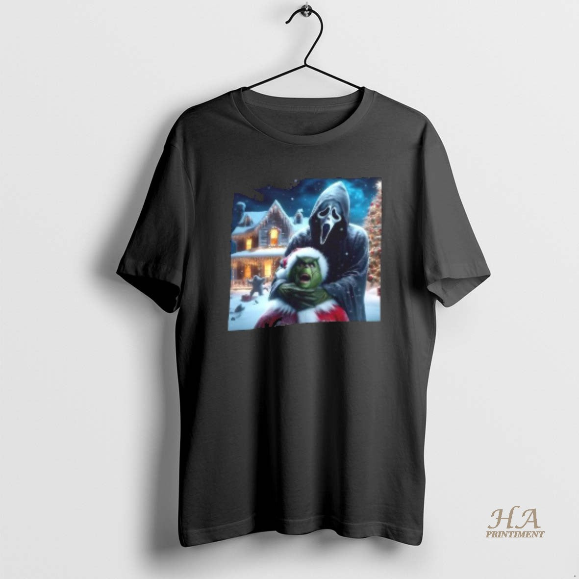 Official Ghostface Teaches Grinch A Lesson Horror Christmas T-Shirts, Hoodie, Sweatshirt | InkNestWear.com