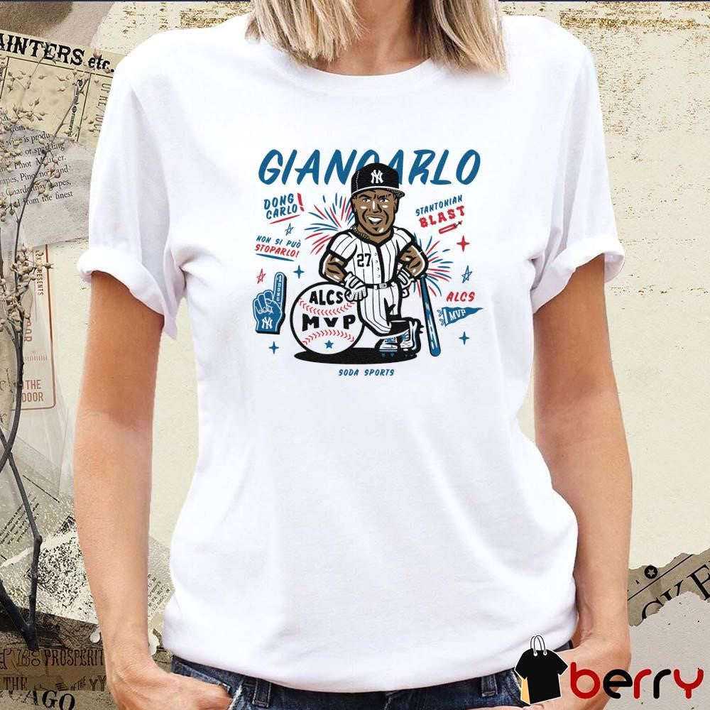 Giancarlo Stanton New York Yankees MLB Dong Carlo Stantonian Blast ALCS MVP Caricature t-shirt