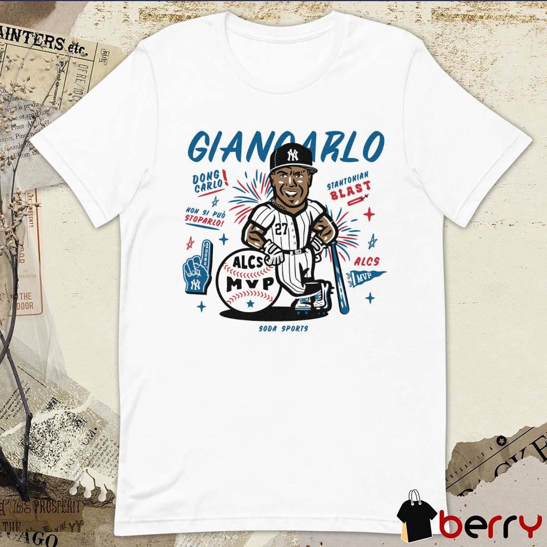 Giancarlo Stanton New York Yankees MLB Dong Carlo Stantonian Blast ALCS MVP Caricature t-shirt