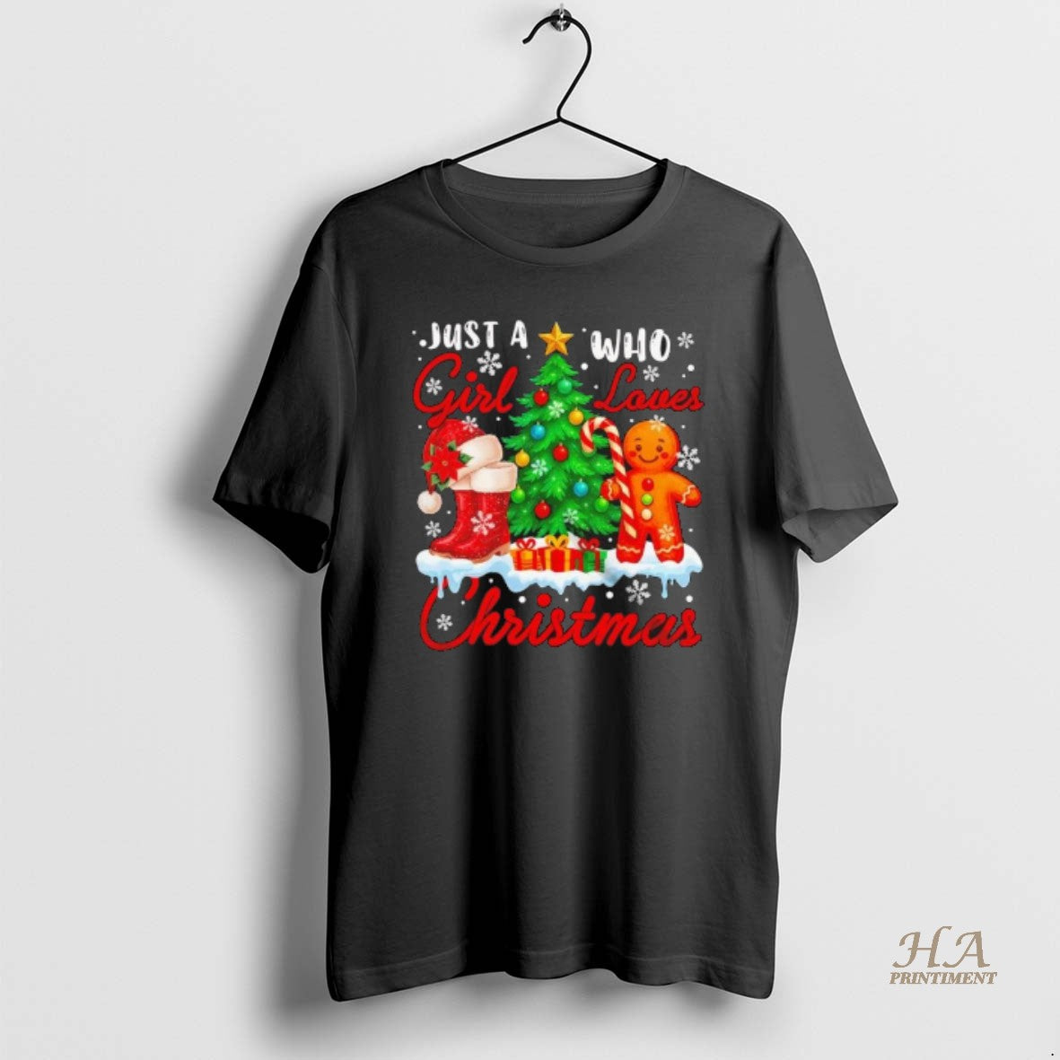 Official Girl Who Loves Christmas Lovely Tree Gingerbread Girls Women Family Black T-Shirts, Hoodie, Sweatshirt