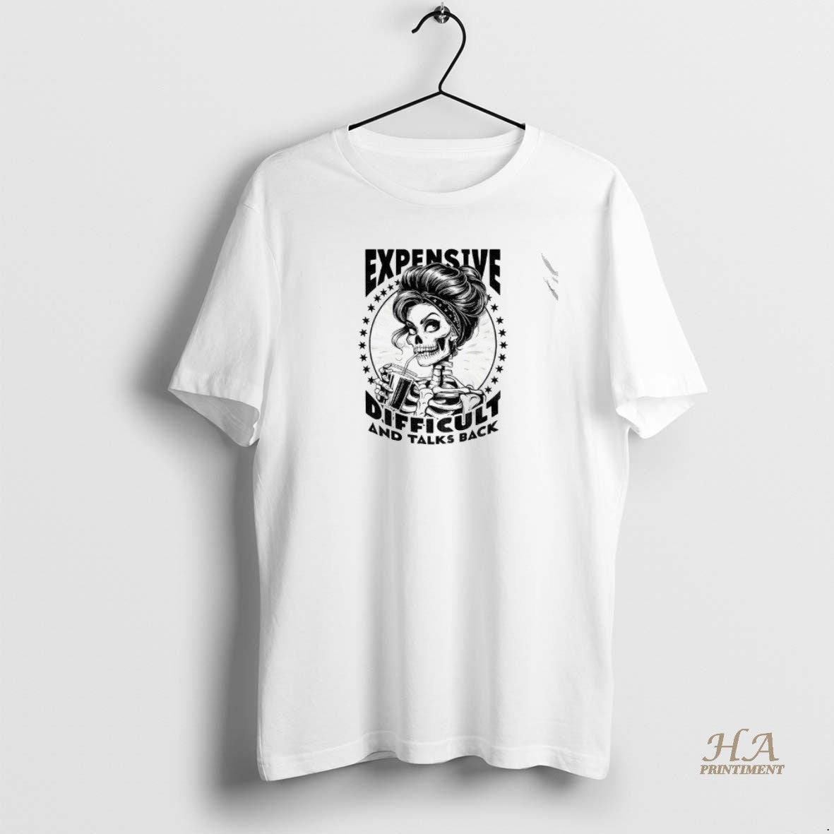 Official Girl Skeleton Expensive Difficult And Talks Back Vintage T-Shirts, Hoodie, Sweatshirt | InkNestWear.com