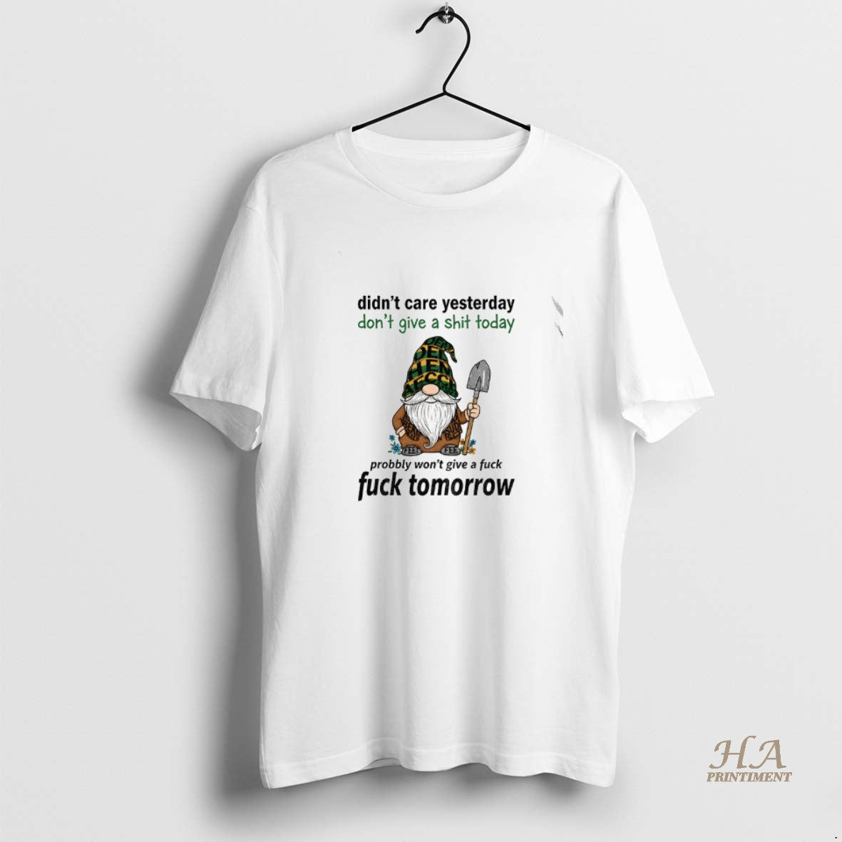 Official Gnome Didnt Care Yesterday Dont Give A Shit Today Probably Wont Give A Fuck T-Shirts, Hoodie, Sweatshirt