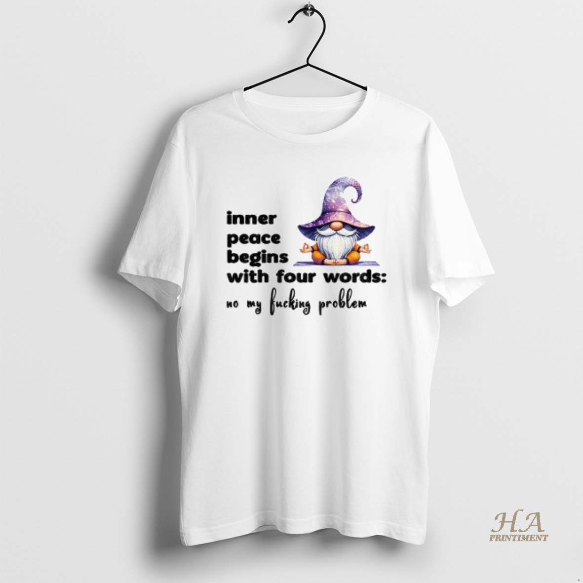 Official Gnome Yoga Inner Peace Begins With Four Words No My Fucking Problem T-Shirts, Hoodie, Sweatshirt | InkNestWear.com