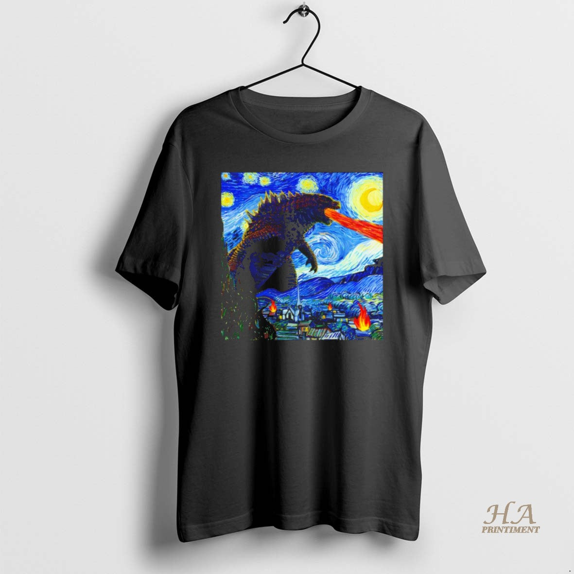 Official Godzilla Starry Night Van Gogh T-Shirts, Hoodie, Sweatshirt | InkNestWear.com