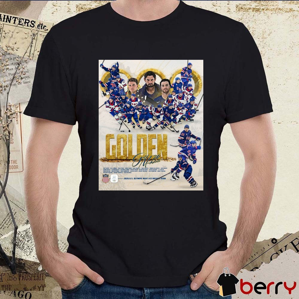 Golden Medalist 2026 U.S. Olympic Men’s Ice Hockey Team All Players Poster t-shirt