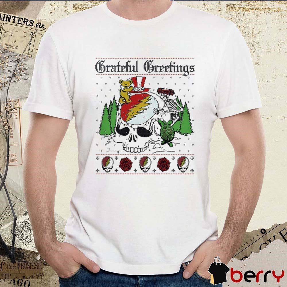 Grateful Dead Greeting Skelly Snowman Christmas 2024 t-shirt