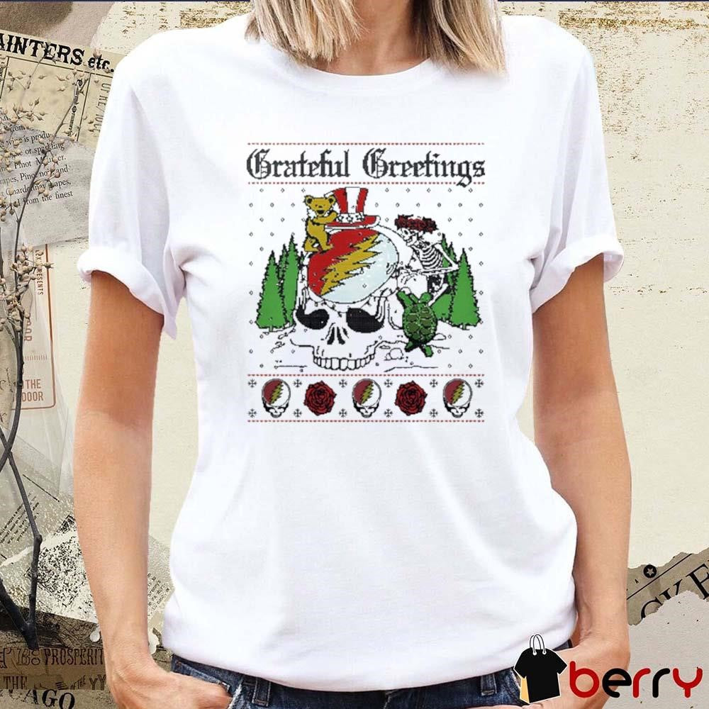 Grateful Dead Greeting Skelly Snowman Christmas 2024 t-shirt