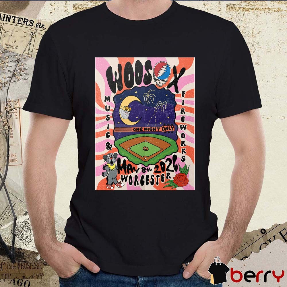 Grateful Dead WooSox Music and Fireworks night at a baseball stadium May 8th, 2026 Worcester t-shirt