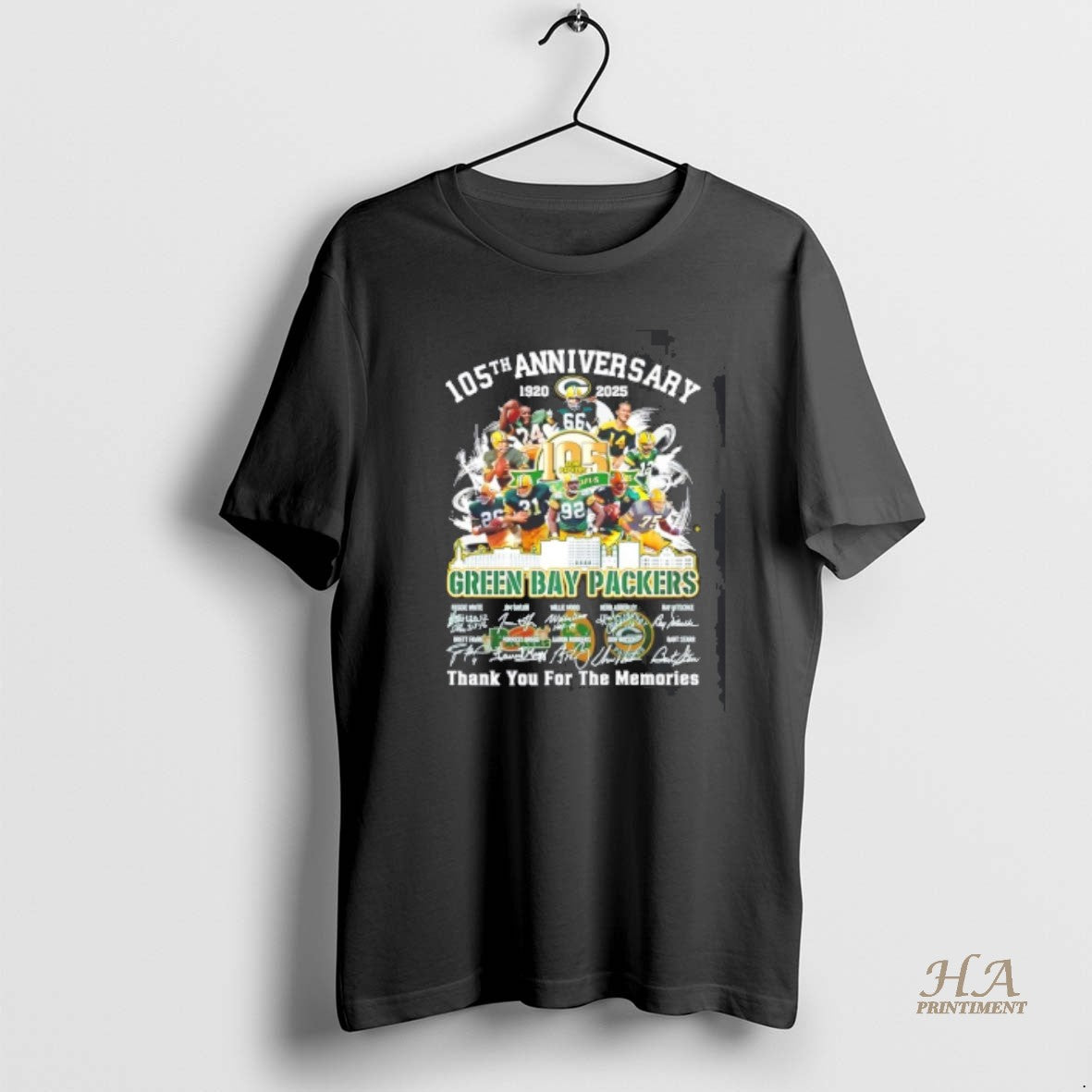 Official Green Bay Packers 105th Anniversary 1920 2025 Thank You For The Memories Skyline Signatures T-Shirts, Hoodie,...