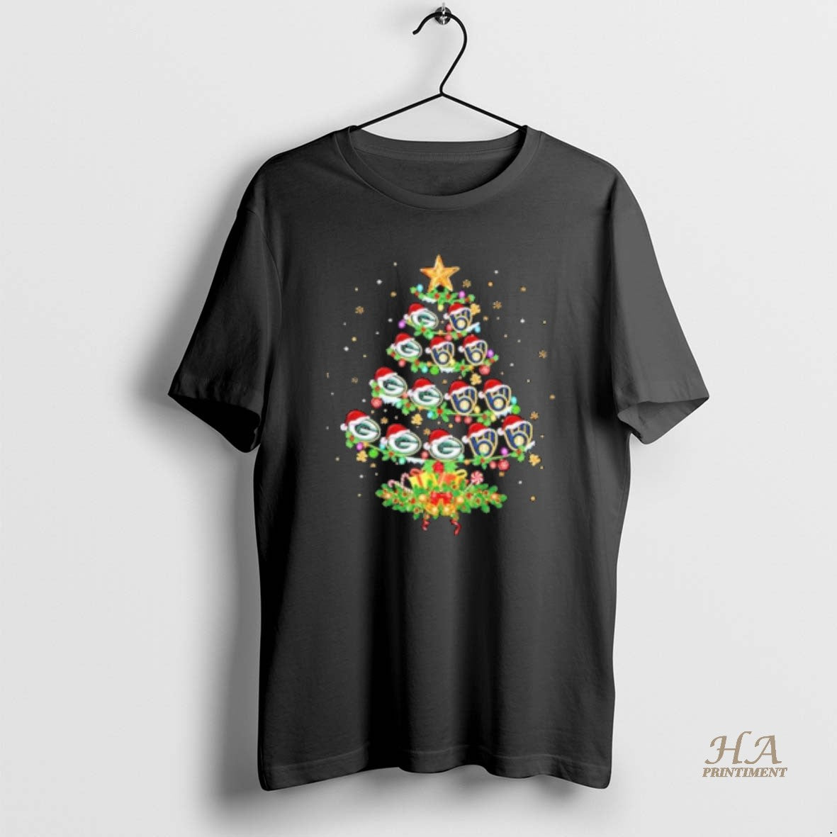 Official Green Bay Packers And Milwaukee Brewers Christmas Tree Two Teams T-Shirts, Hoodie, Sweatshirt | InkNestWear.com