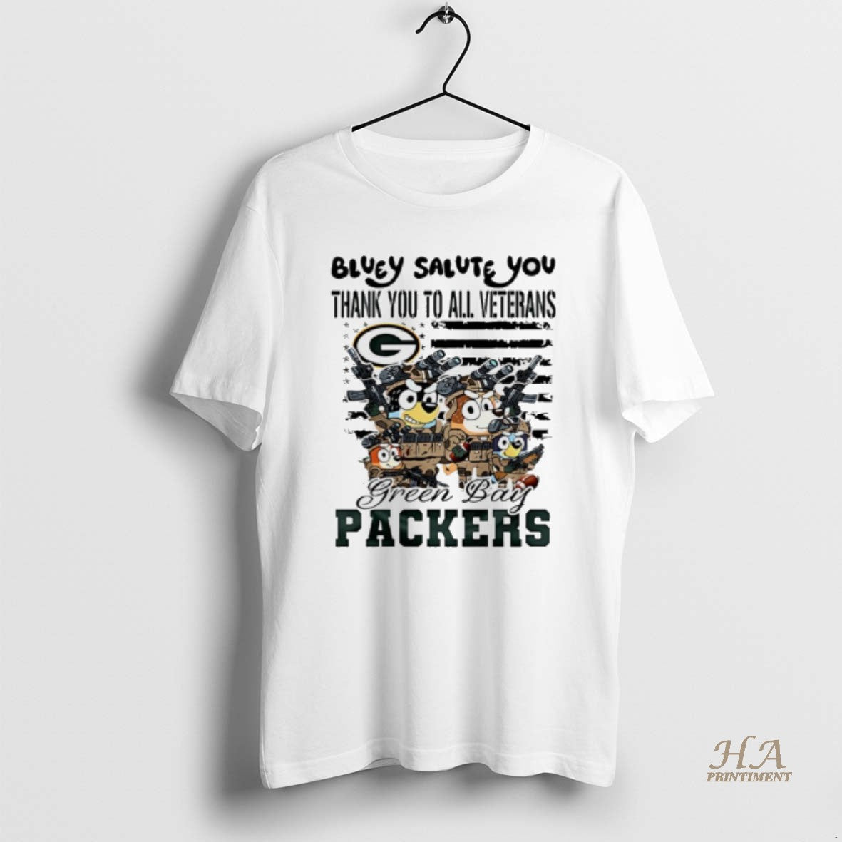 Official Green Bay Packers Bluey Salute You Thank You To All Veterans T-Shirts, Hoodie, Sweatshirt | InkNestWear.com