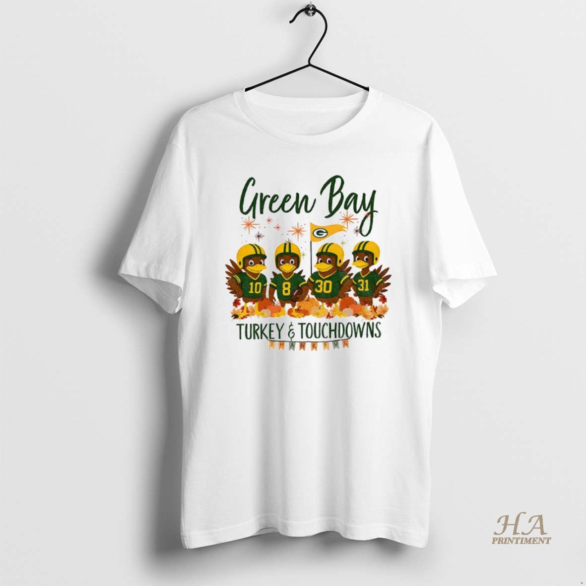 Official Green Bay Packers Football American Football Turkey And Touchdowns Thankful Thanksgiving T-Shirts, Hoodie,...