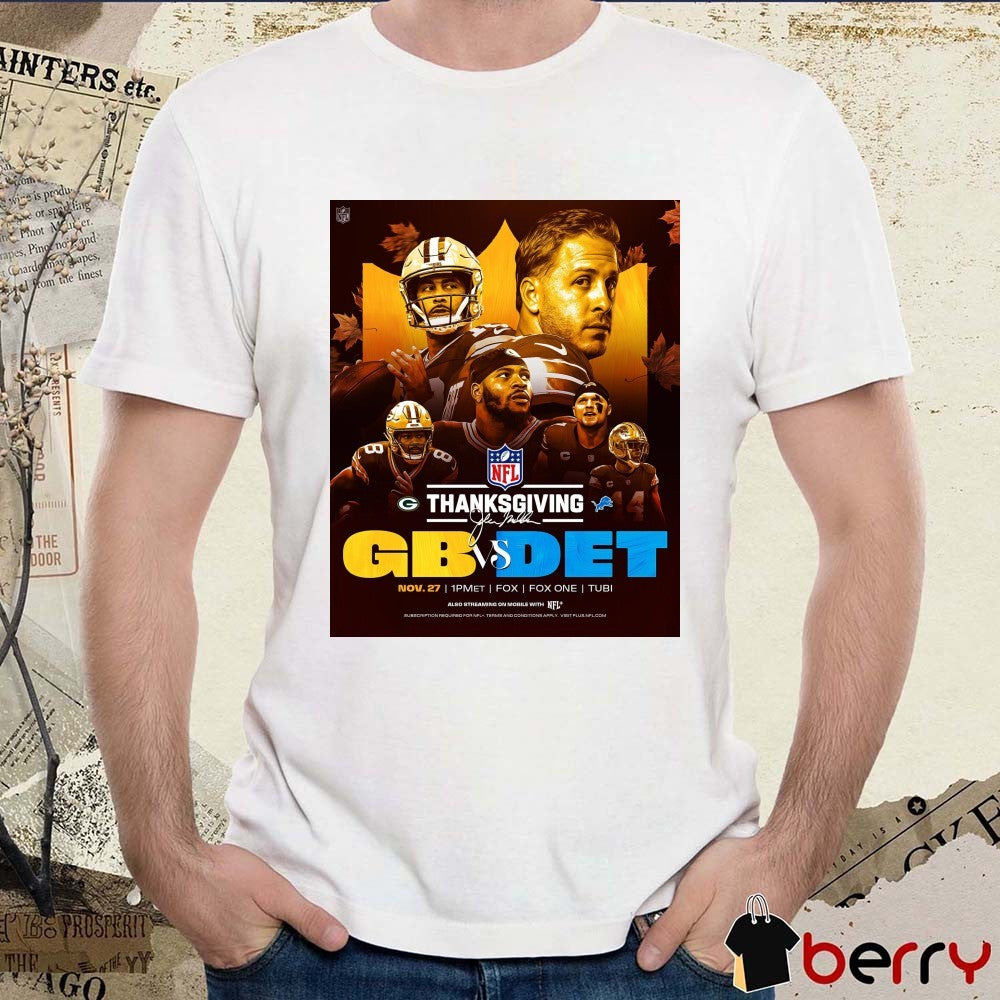 Green Bay Packers Vs Detroit Lions NFL Thanksgiving November 27 2025 Poster t-shirt