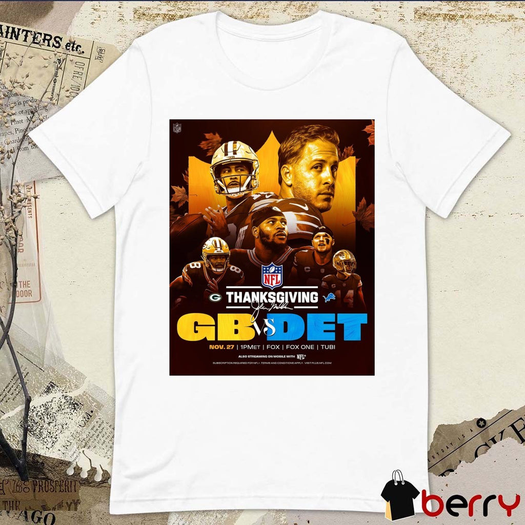 Green Bay Packers Vs Detroit Lions NFL Thanksgiving November 27 2025 Poster t-shirt