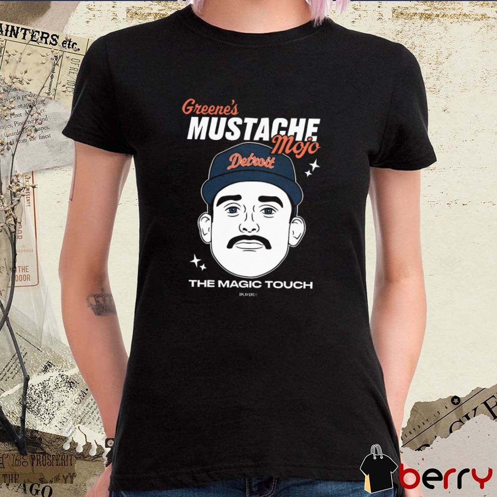 Greene’s Mustache Mojo The Magic Touch Riley Greene Detroit Tigers MLB t-shirt