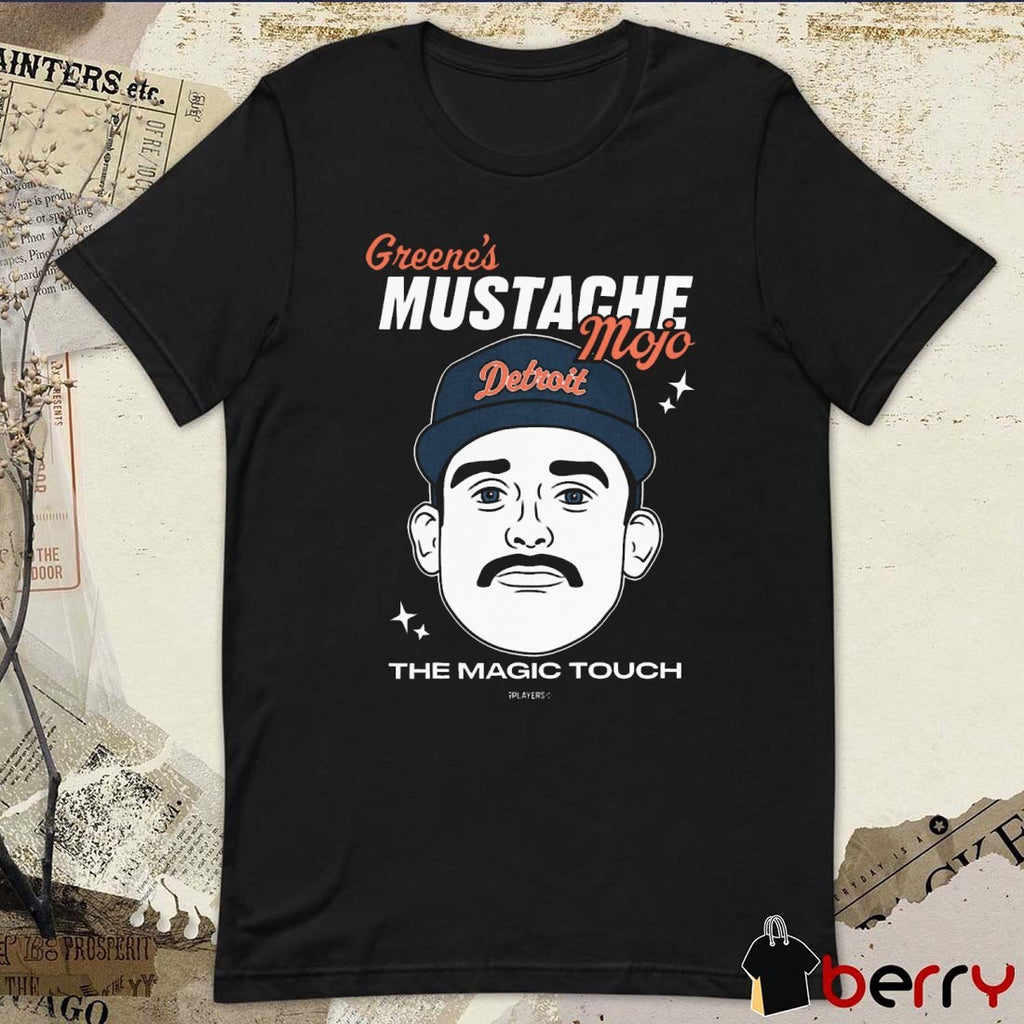 Greene’s Mustache Mojo The Magic Touch Riley Greene Detroit Tigers MLB t-shirt