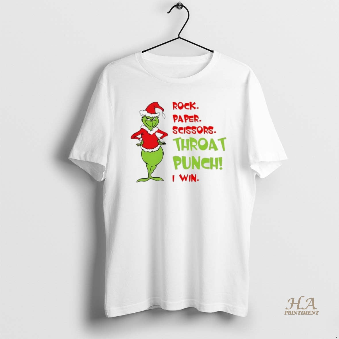 Official Grinch Christmas Rock Paper Scissors Throat Punch I Win T-Shirts, Hoodie, Sweatshirt | InkNestWear.com