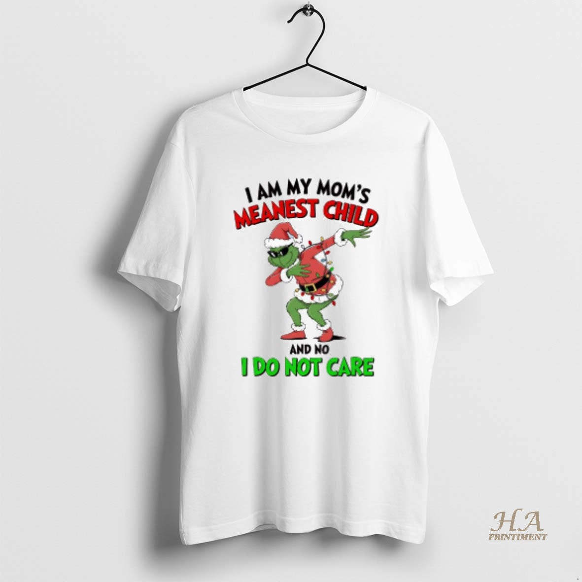 Official Grinch Christmas I Am My Moms Meanest Child And No I Do Not Care T-Shirts, Hoodie, Sweatshirt | InkNestWear.com