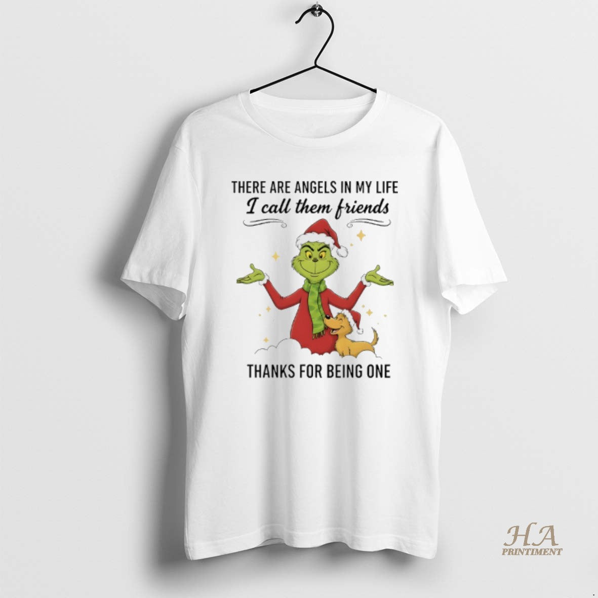 Official Grinch Christmas There Are Angels In My Life I Call Them Friends Thanks For T-Shirts, Hoodie, Sweatshirt