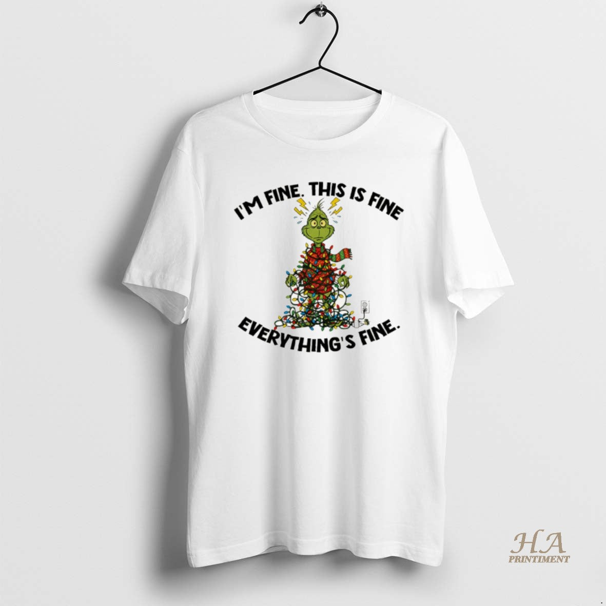 Official Grinch Christmas Tree Im Fine This Is Fine Everythings Fine Santa T-Shirts, Hoodie, Sweatshirt | InkNestWear.com