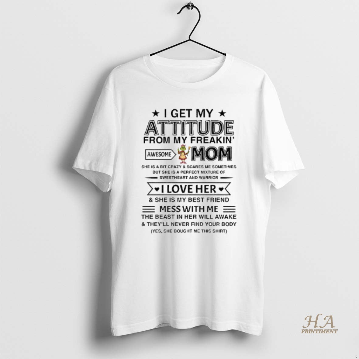 Official Grinch I Get My Attitude From My Freakin Awesome Mom She Is A Bit T-Shirts, Hoodie, Sweatshirt | InkNestWear.com