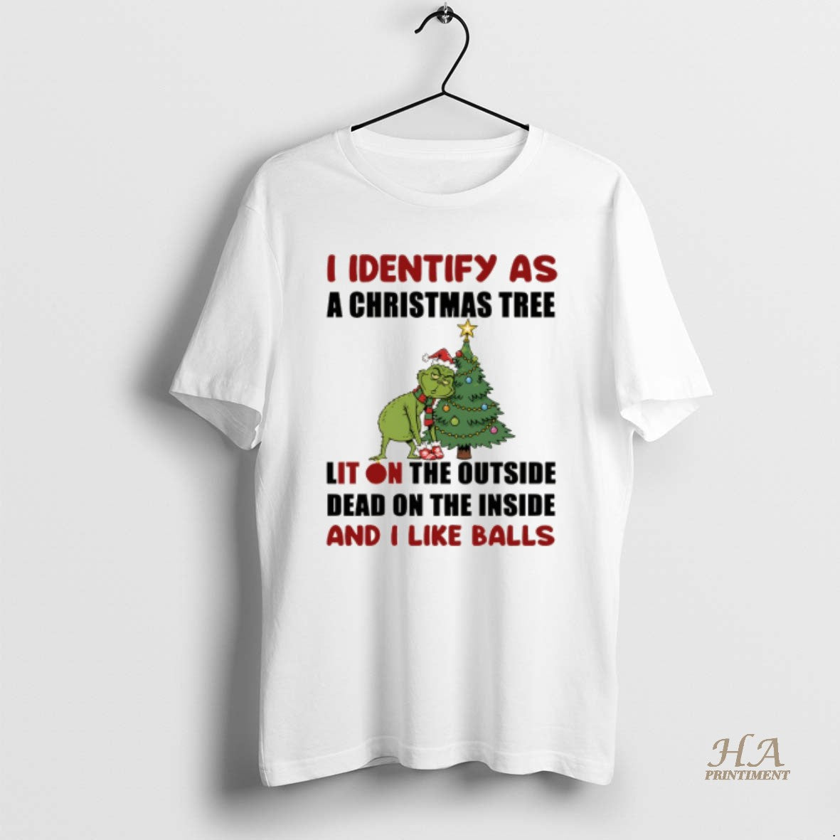 Official Grinch I Identify As A Christmas Tree Lit On The Outside Dead On The T-Shirts, Hoodie, Sweatshirt | InkNestWear.com