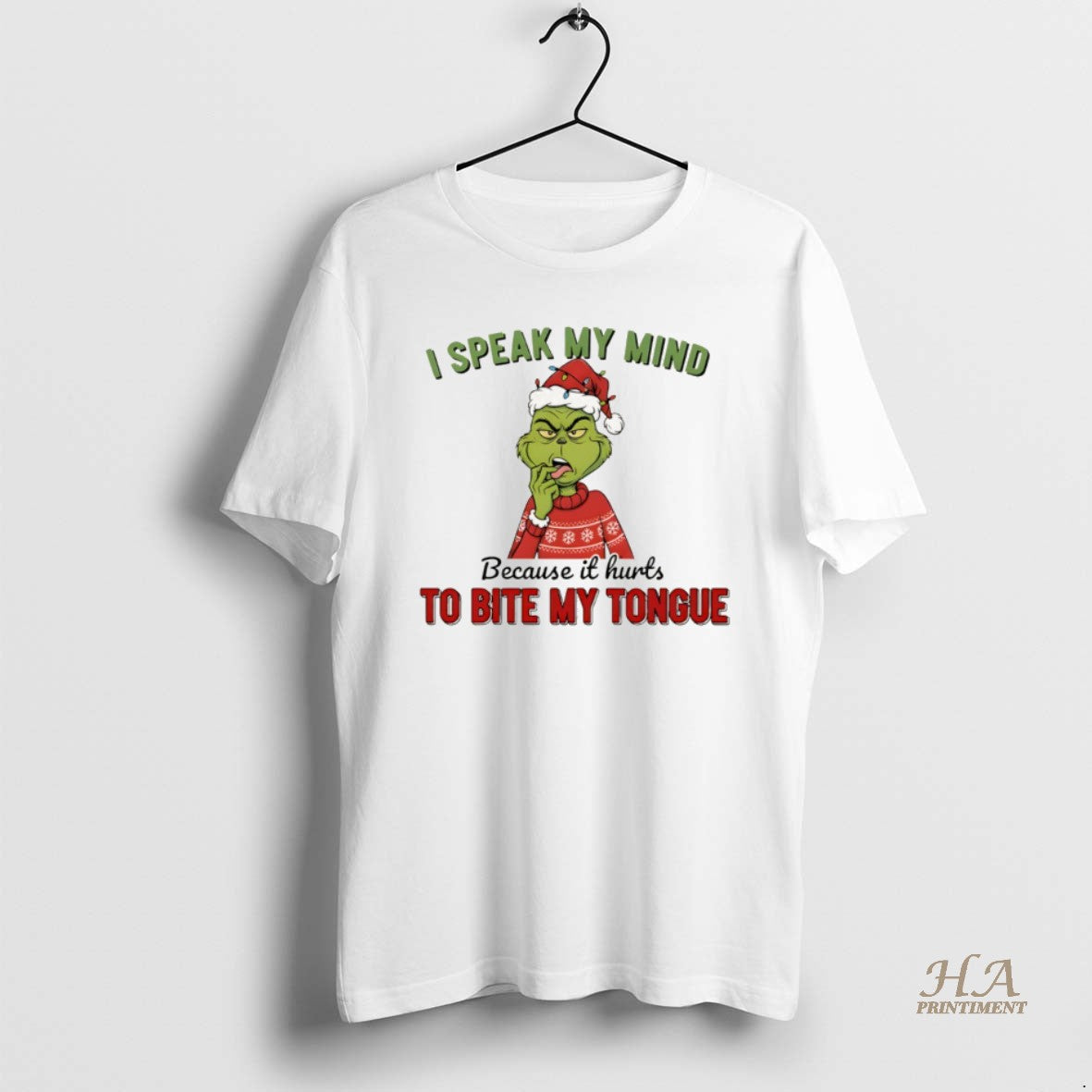 Official Grinch I Speak My Mind Because It Hurts To Bite My Tongue Merry Christmas T-Shirts, Hoodie, Sweatshirt