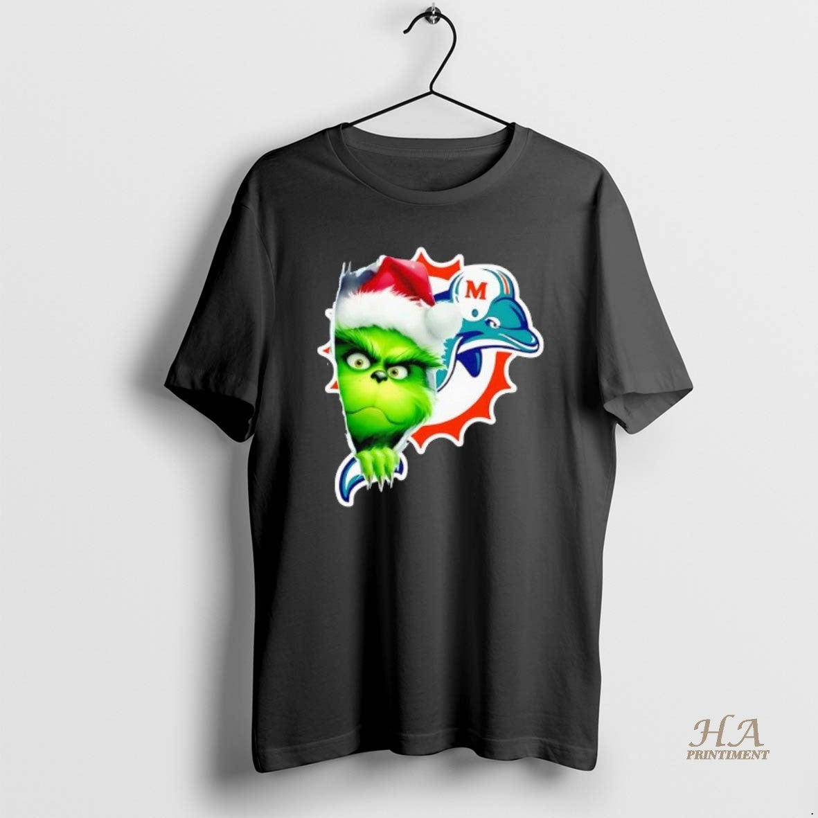 Official Grinch Peeking Through Miami Dolphins Christmas Holiday T-Shirts, Hoodie, Sweatshirt | InkNestWear.com