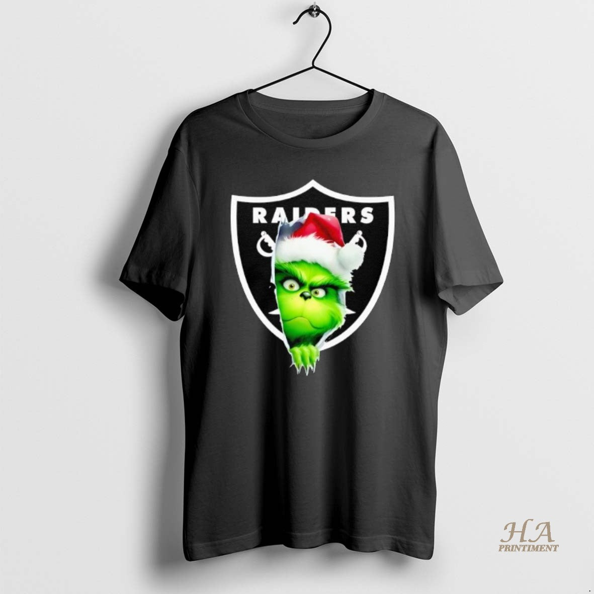 Official Grinch Peeking Through Raiders Football Christmas Holiday T-Shirts, Hoodie, Sweatshirt | InkNestWear.com