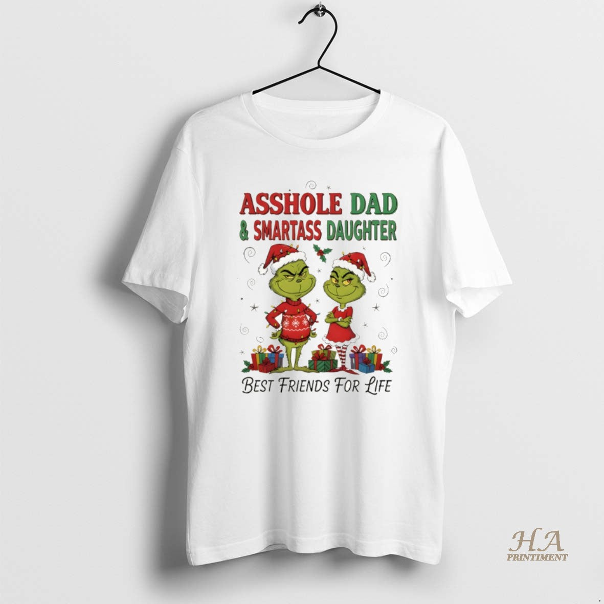 Official Grinch Santa Asshole Dad And Smartass Daughter Best Friends For Life Christmas T-Shirts, Hoodie, Sweatshirt