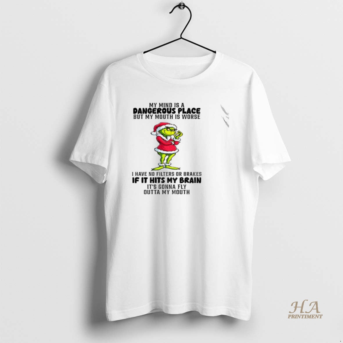 Official Grinch Santa Claus My Mind Is A Dangerous Place But My Mouth Is Worse T-Shirts, Hoodie, Sweatshirt | InkNestWear.com