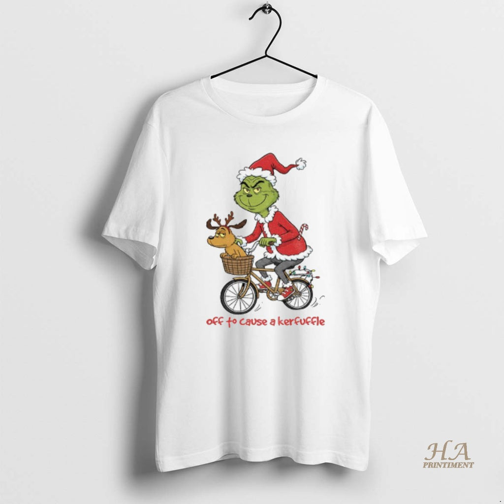 Official Grinch Santa Claus Off To Cause A Kerfuffle Christmas T-Shirts, Hoodie, Sweatshirt | InkNestWear.com