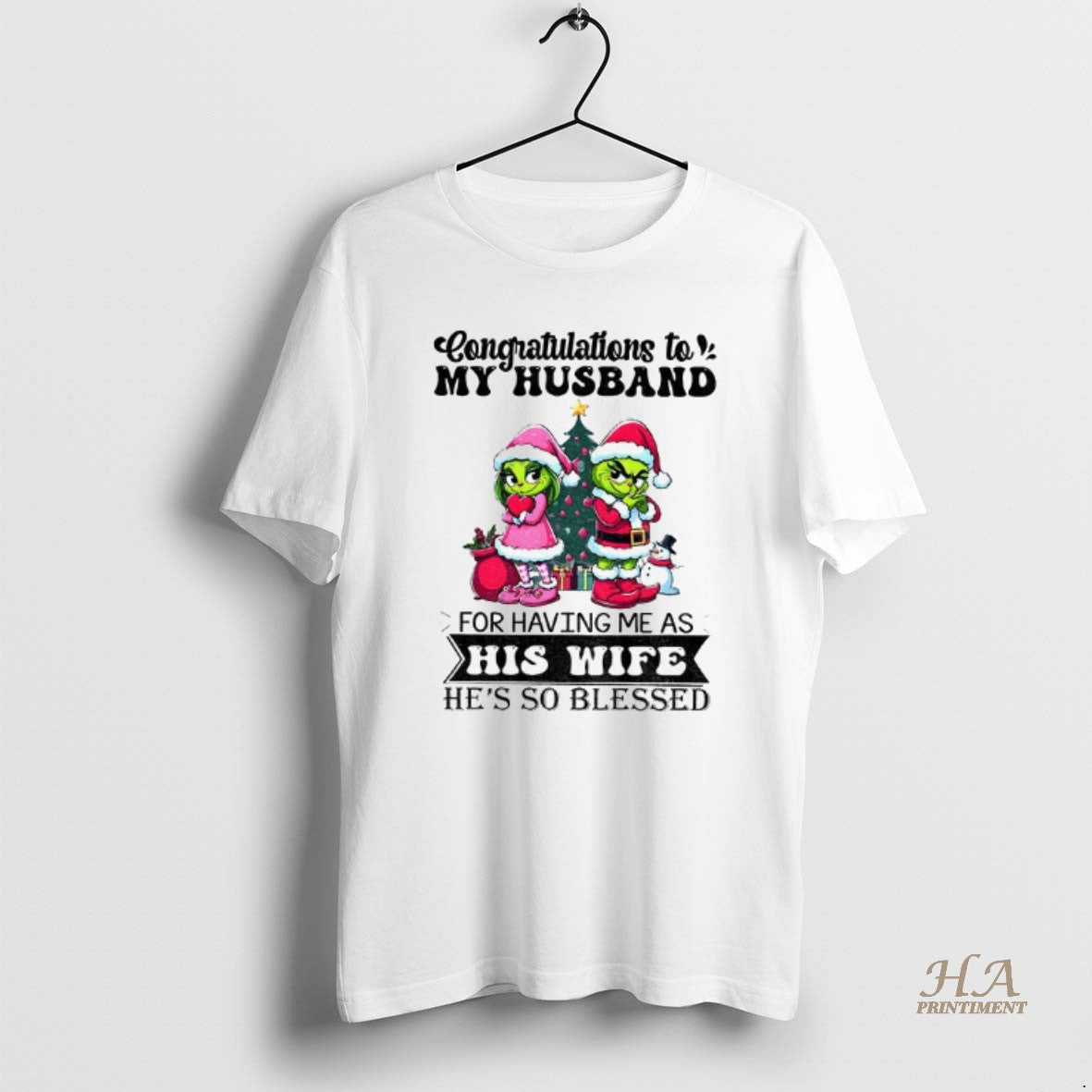 Official Grinch Santa Congratulations To My Husband For Having Me As His Wife Hes So T-Shirts, Hoodie, Sweatshirt