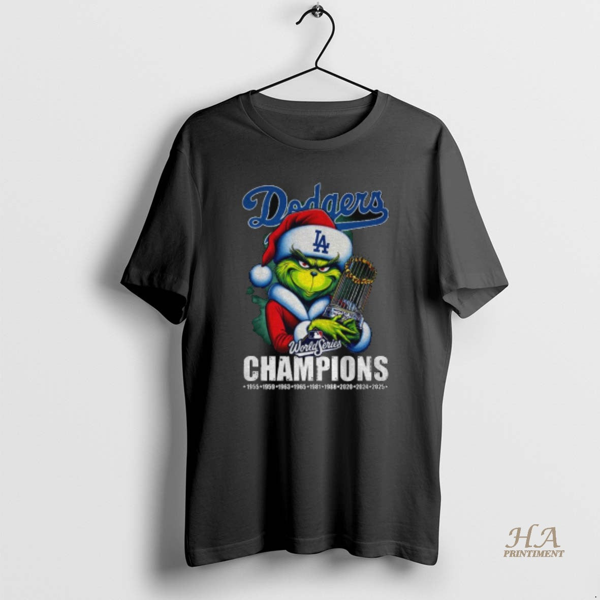 Official Grinch Santa Los Angeles Dodgers World Series Champions Trophy T-Shirts, Hoodie, Sweatshirt | InkNestWear.com