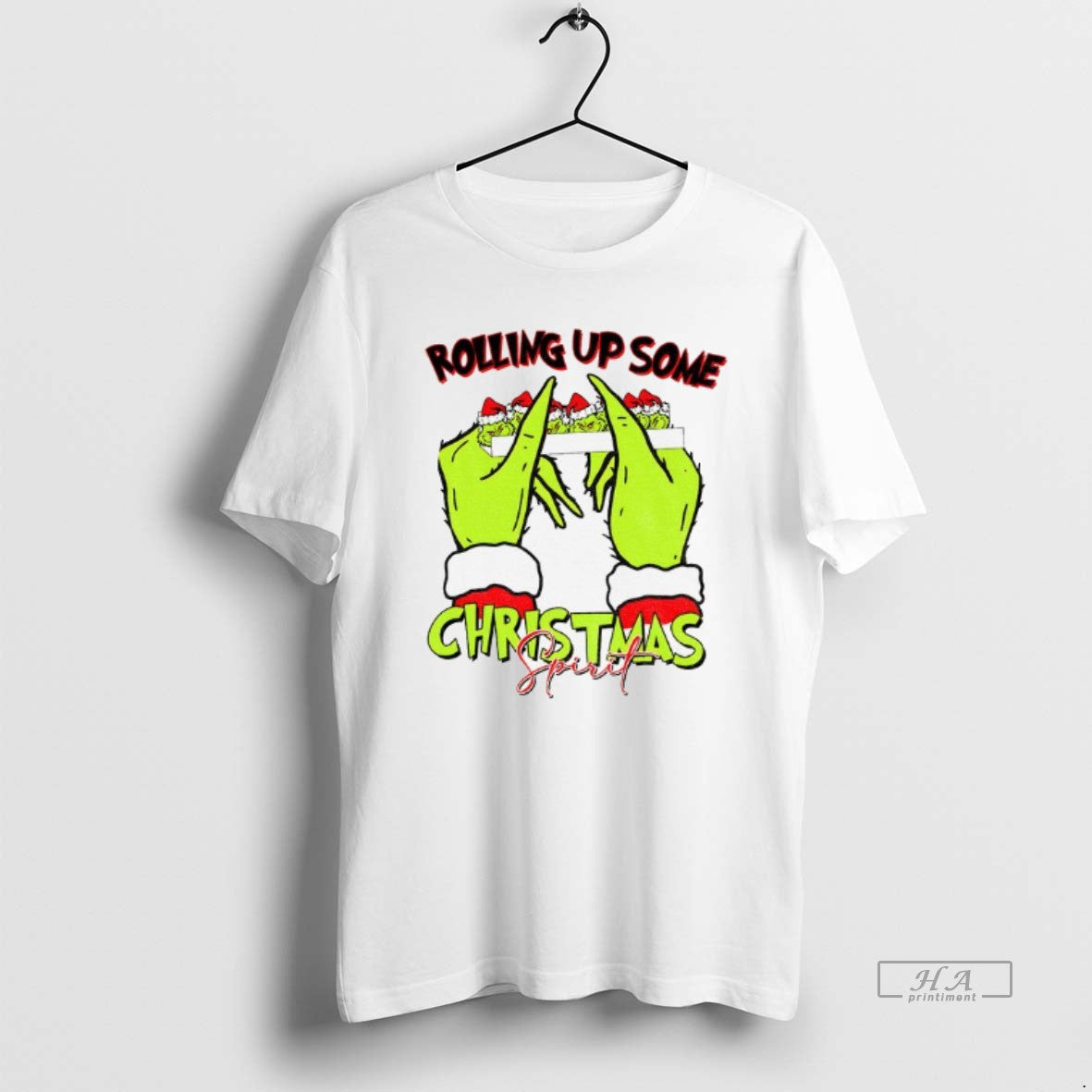 Official Grinch Santa Hat Rolling Up Some Christmas Spirit Merry Christmas 2025 T-Shirts, Hoodie, Sweatshirt