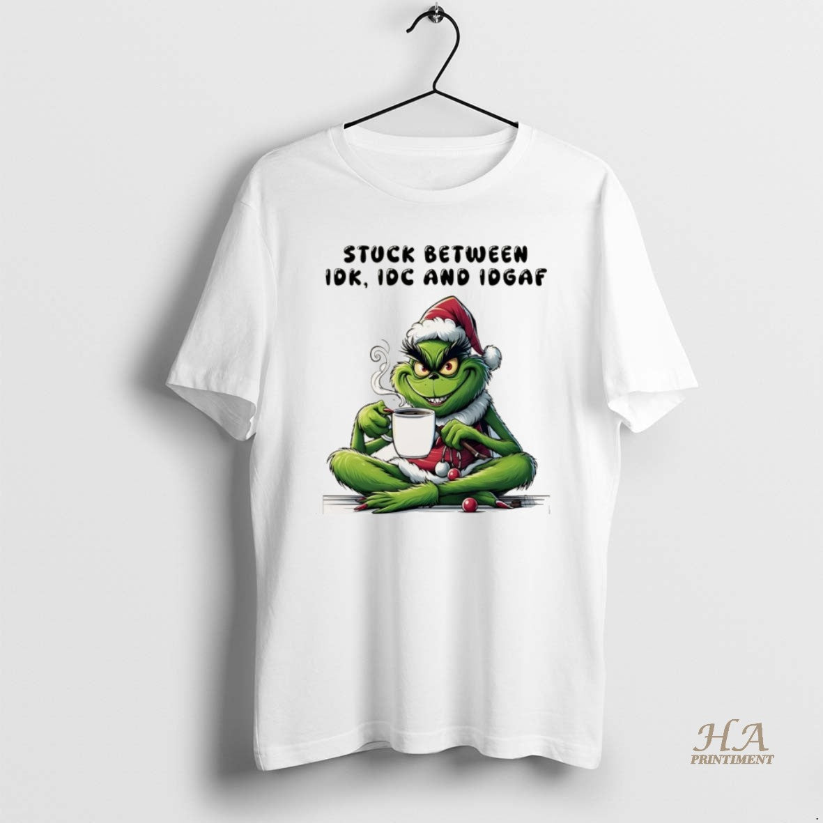 Official Grinch Stuck Between Idk Idc And Idgaf Christmas Christmas T-Shirts, Hoodie, Sweatshirt | InkNestWear.com