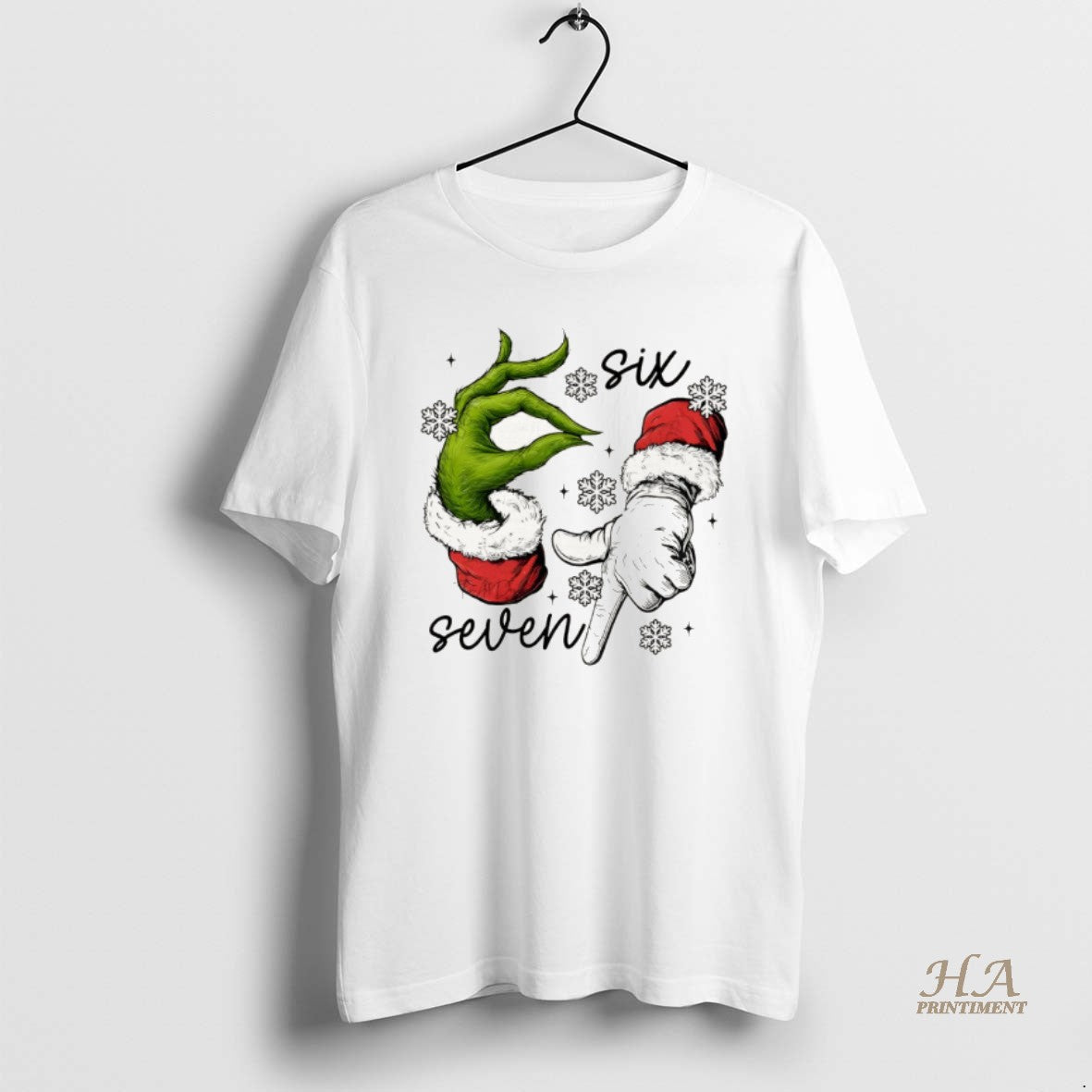 Official Grinch And Santa Claus Hand Trending Six Seven Meme Merry Christmas T-Shirts, Hoodie, Sweatshirt | InkNestWear.com