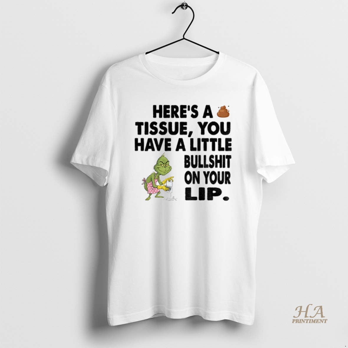 Official Grinch Clean Heres Tissue You Have Little Bullshit Your Lip T-Shirts, Hoodie, Sweatshirt