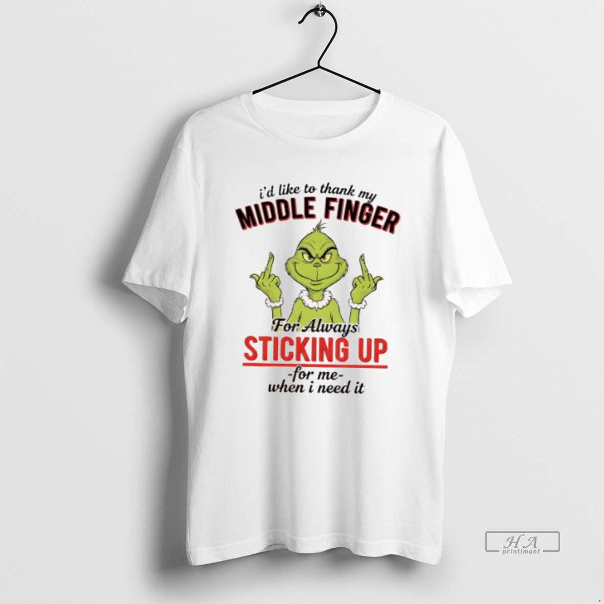 Official Grinch Id Like To Thank My Middle Finger For Always Sticking Up For Me T-Shirts, Hoodie, Sweatshirt