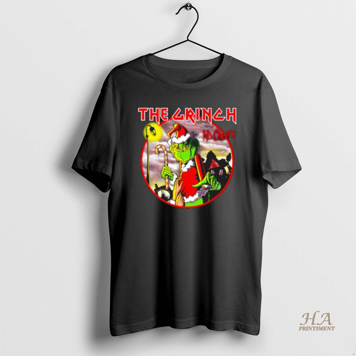 Official Grinch In The Style Of An Iron Maiden Album The Grinch No Cheers Merry T-Shirts, Hoodie, Sweatshirt