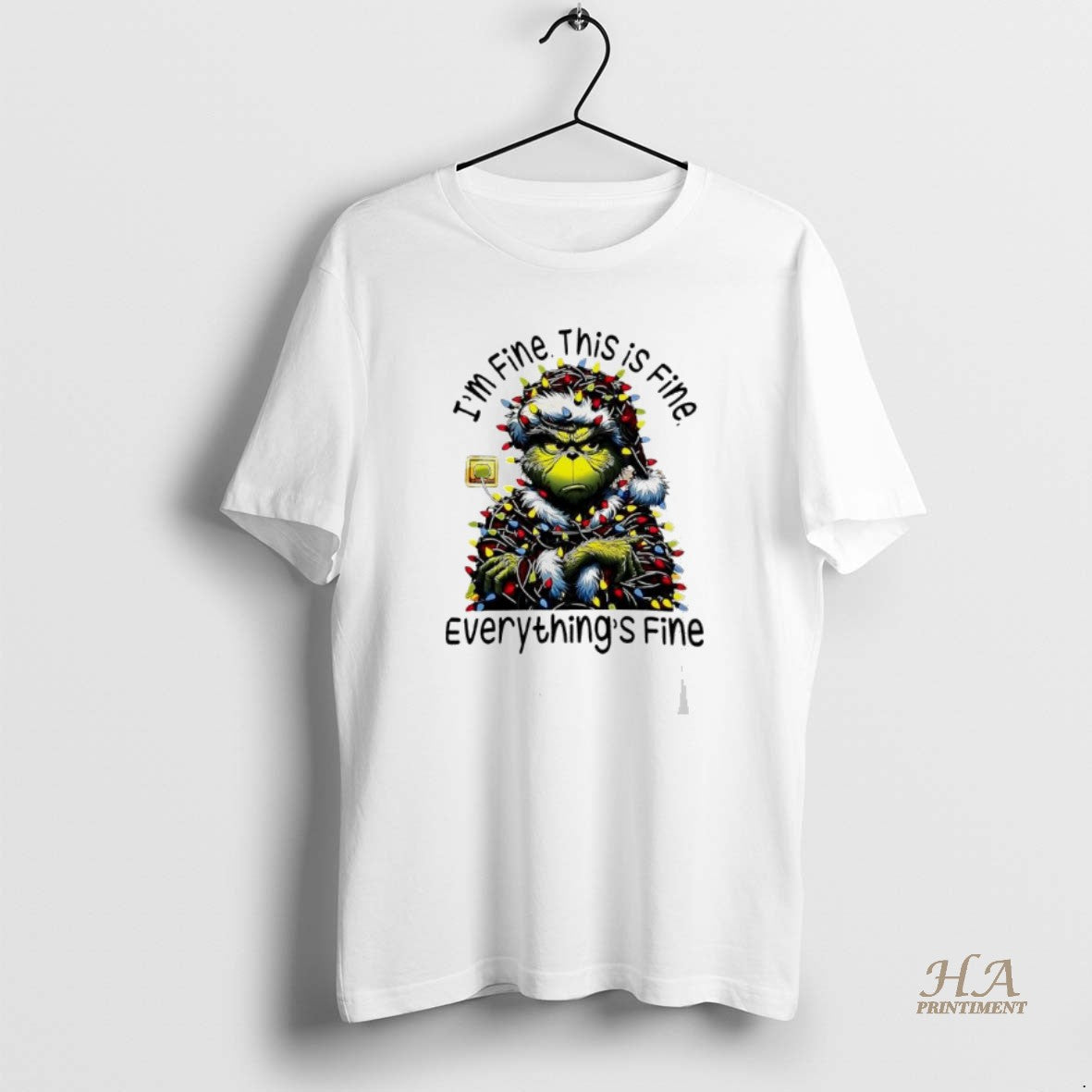 Official Grinch Light Im Fine This Is Fine Everythings Fine T-Shirts, Hoodie, Sweatshirt | InkNestWear.com