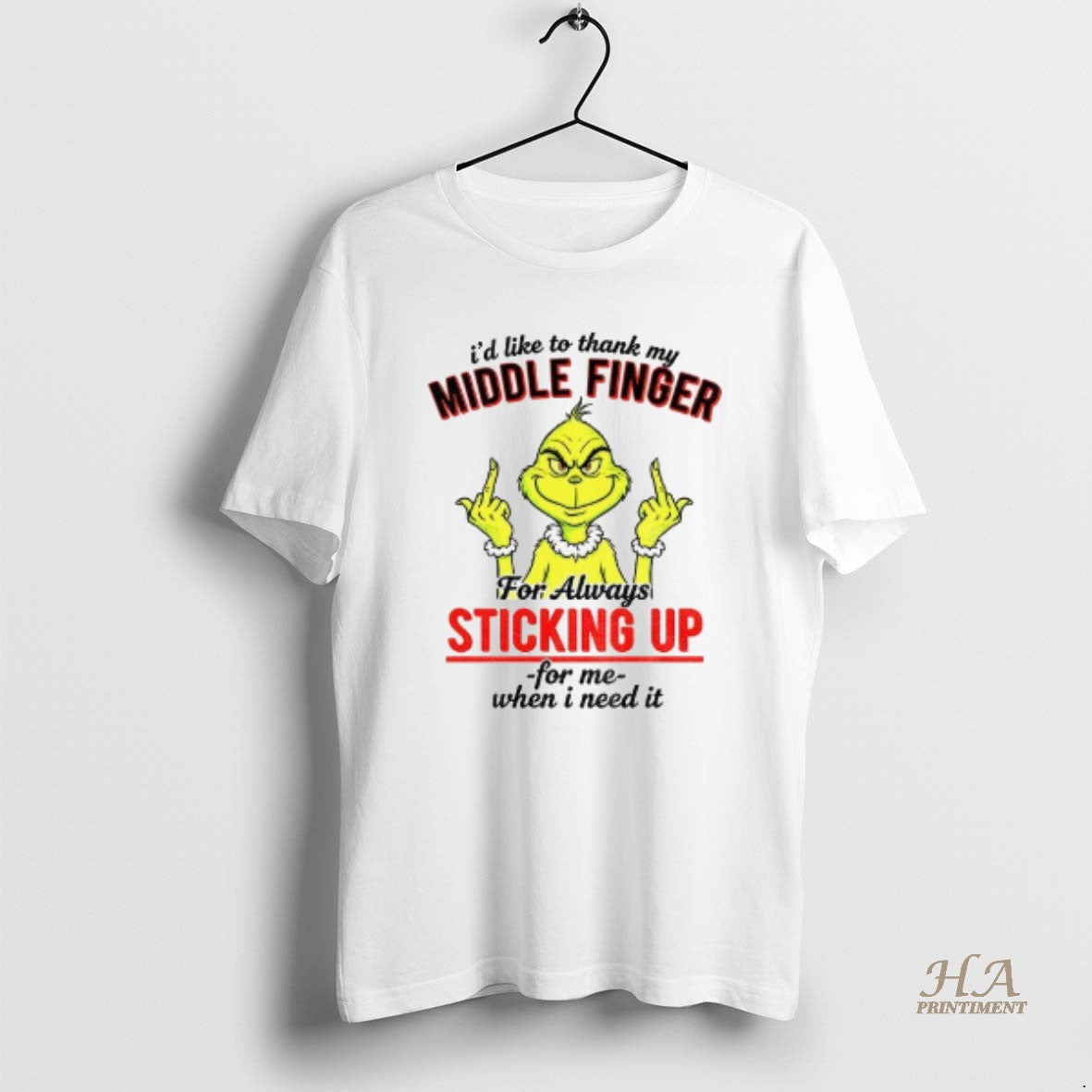 Official Grinch Middle Finger Id Like To Thank My Middle Finger For Always Sticking Up T-Shirts, Hoodie, Sweatshirt