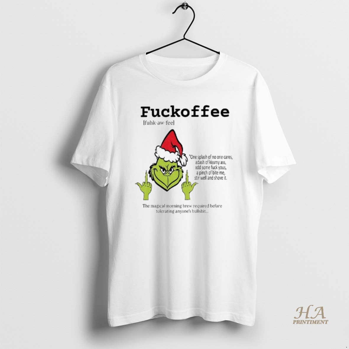 Official Grinch Middle Finger Fuckoffee Definition One Splash Of No One Cares Merry Christmas T-Shirts, Hoodie, Sweatshirt