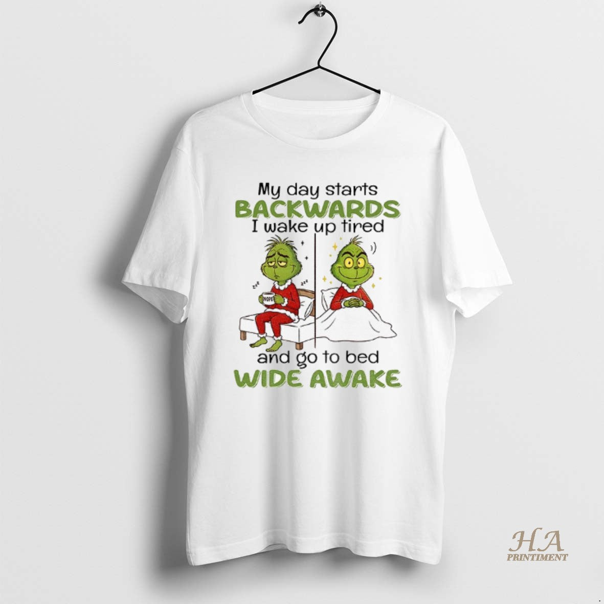 Official Grinch My Day Starts Backwards I Wake Up Tired 222 Nope 222 And Go T-Shirts, Hoodie, Sweatshirt | InkNestWear.com