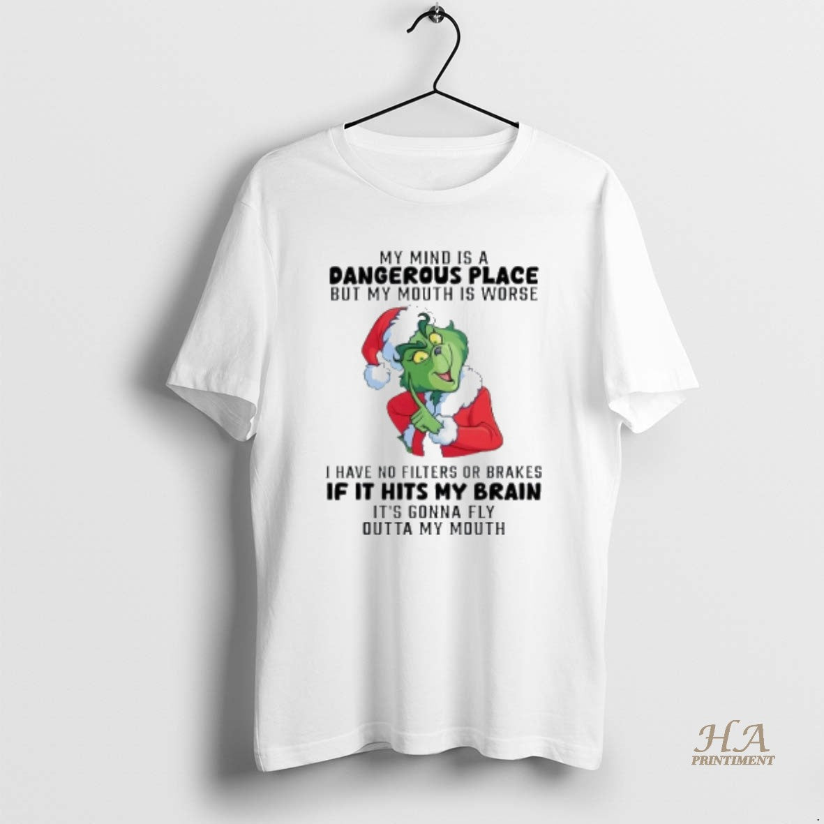 Official Grinch My Mind Is A Dangerous Place But My Mouth Is Worse T-Shirts, Hoodie, Sweatshirt | InkNestWear.com