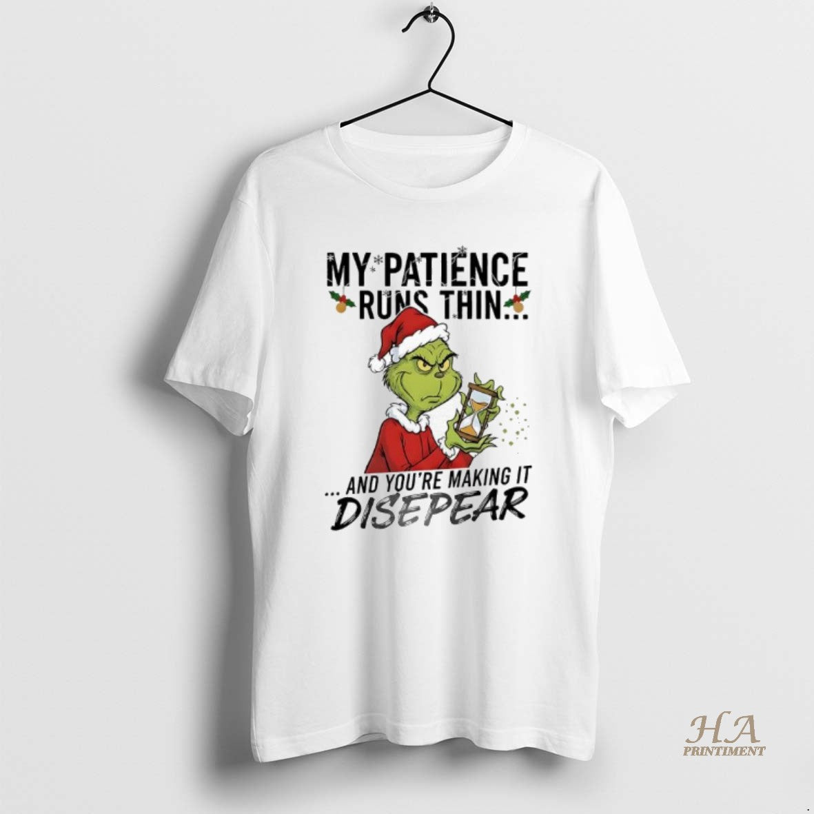 Official Grinch My Patience Runs Thin And Youre Making It Disepear T-Shirts, Hoodie, Sweatshirt | InkNestWear.com