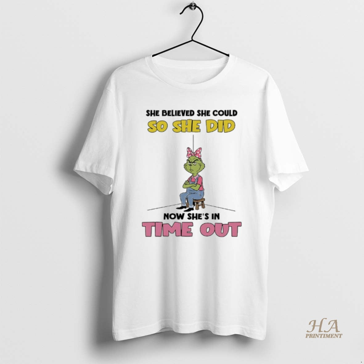 Official Grinch She Believed She Could So She Did Now Shes In Time Out T-Shirts, Hoodie, Sweatshirt | InkNestWear.com