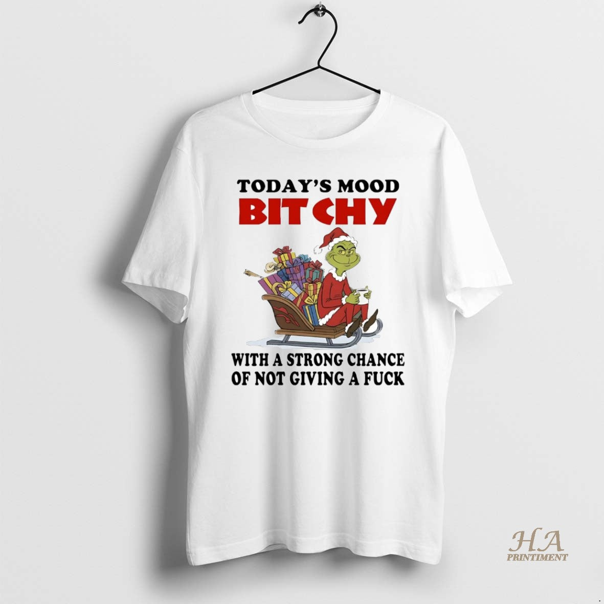Official Grinch Todays Mood Bitchy With A Strong Chance Christmas T-Shirts, Hoodie, Sweatshirt | InkNestWear.com