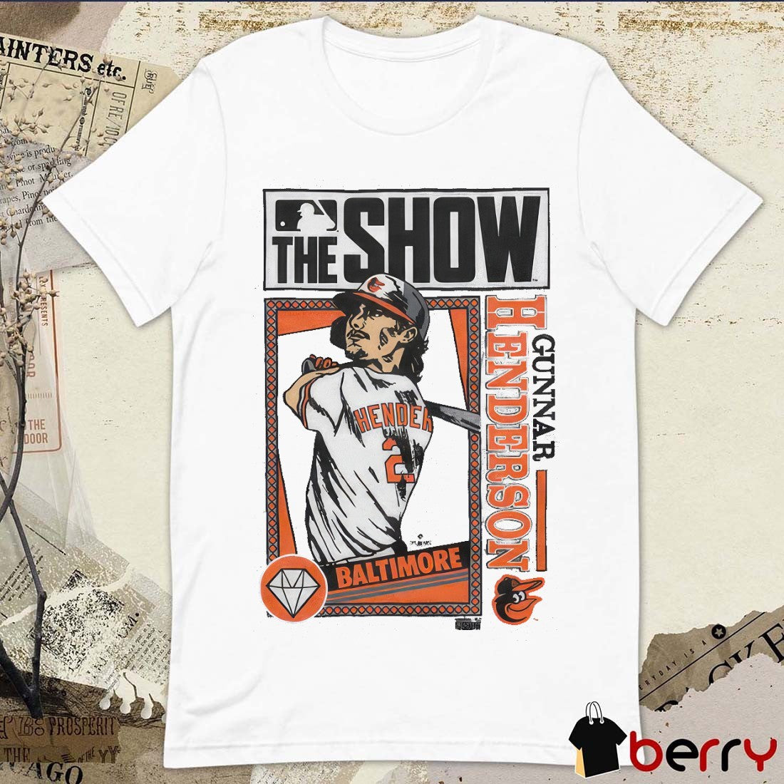 Gunnar Henderson MLB The Show Baltimore Orioles 2025 Cartoon t-shirt